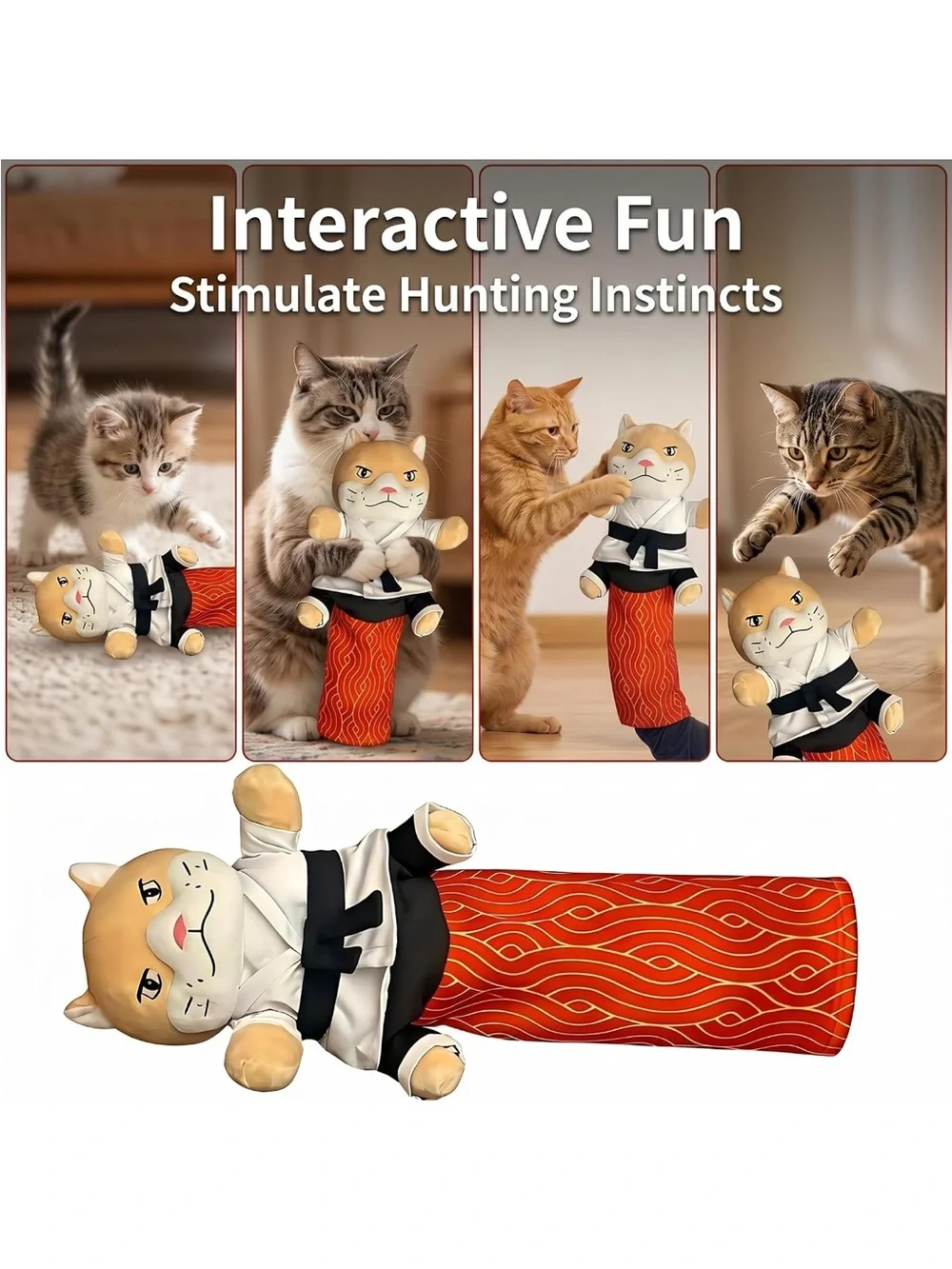 Karate Kitty Puppet Cat Wrestling Play Glove Full-Coverage Arm Sleeves toy nwt